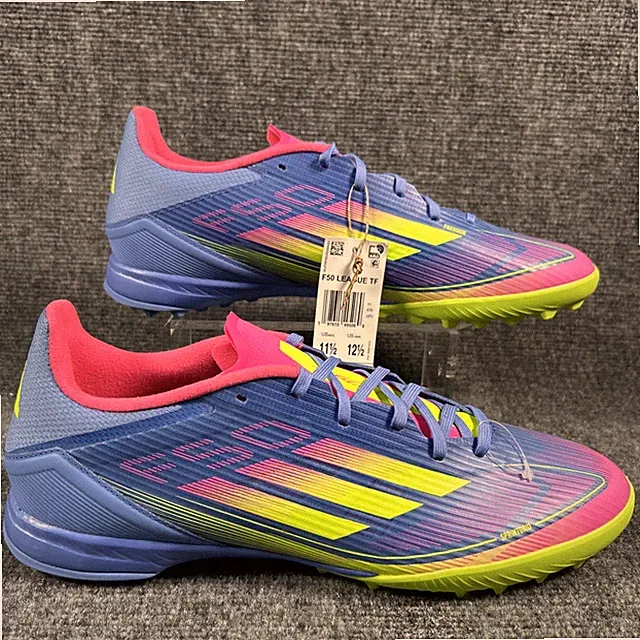 Adidas F50 League TF Turf Soccer Shoes IE1230 Men's Size 11.5 Blue Pink Yellow