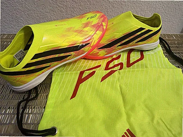adidas F50 Lightstrike Pro Men's Slip-On Turf Soccer Shoes Yellow/Pink/Black