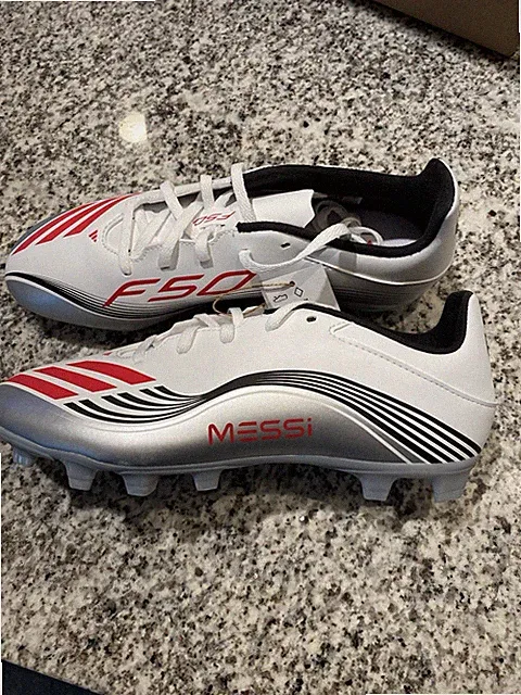 Adidas F50 Messi Club FG/MG Soccer Cleats JP7443 White/Red Mens Sz 9.5