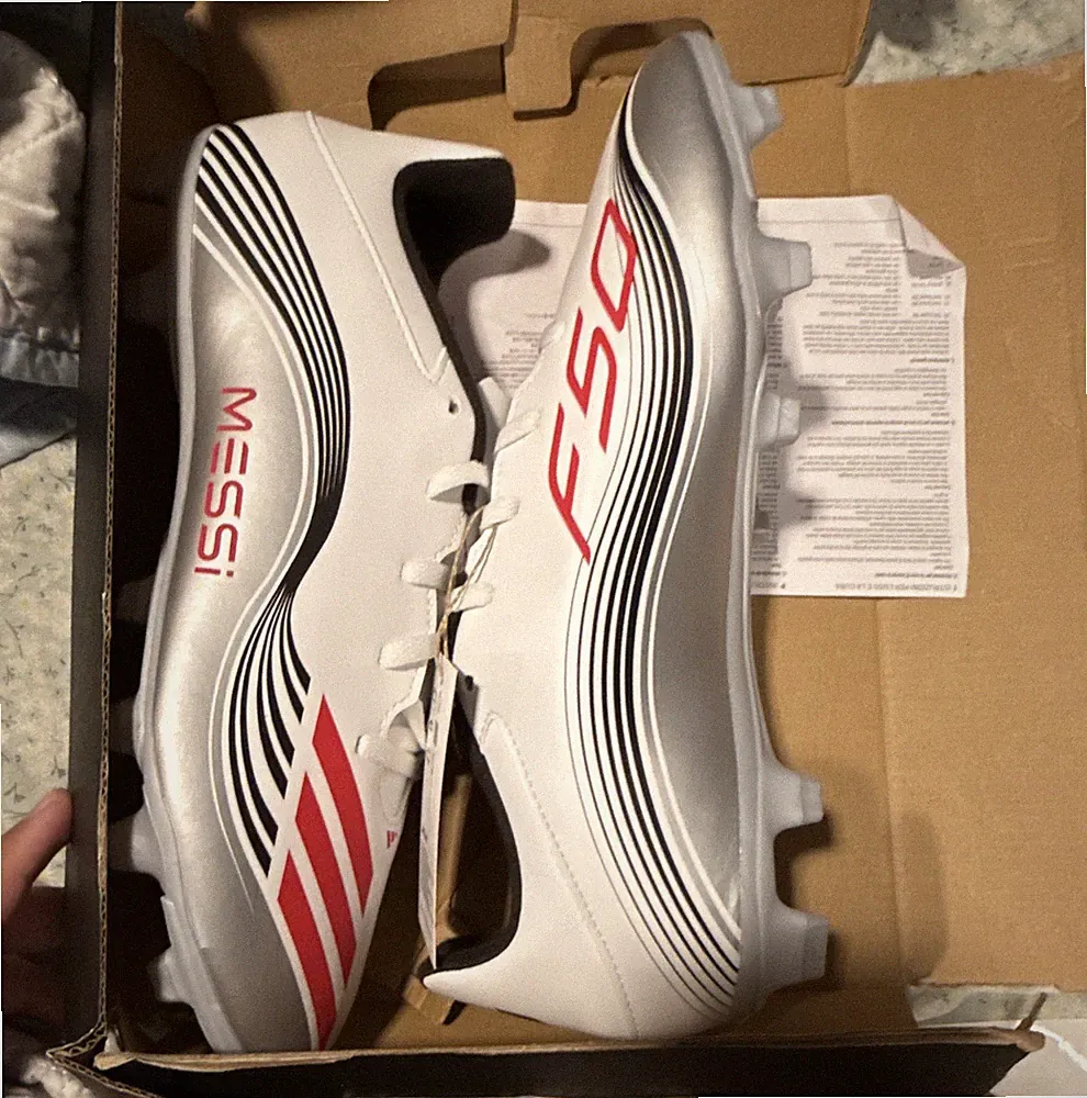 adidas F50 Messi Club Soccer Cleats Men’s Size 10 White Red Black Silver NEW