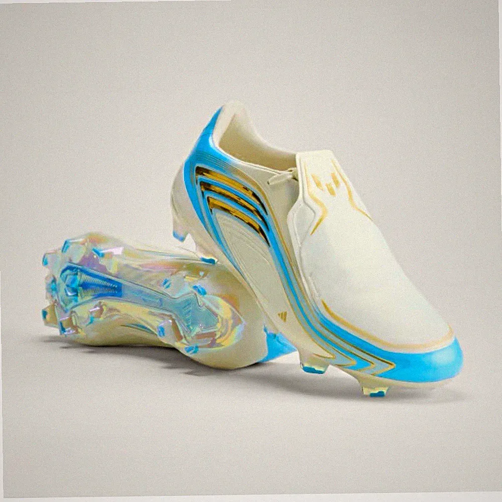 adidas F50 Messi Elite FG Firm Ground Soccer Cleats White Blue Gold IH1892 sz7.5