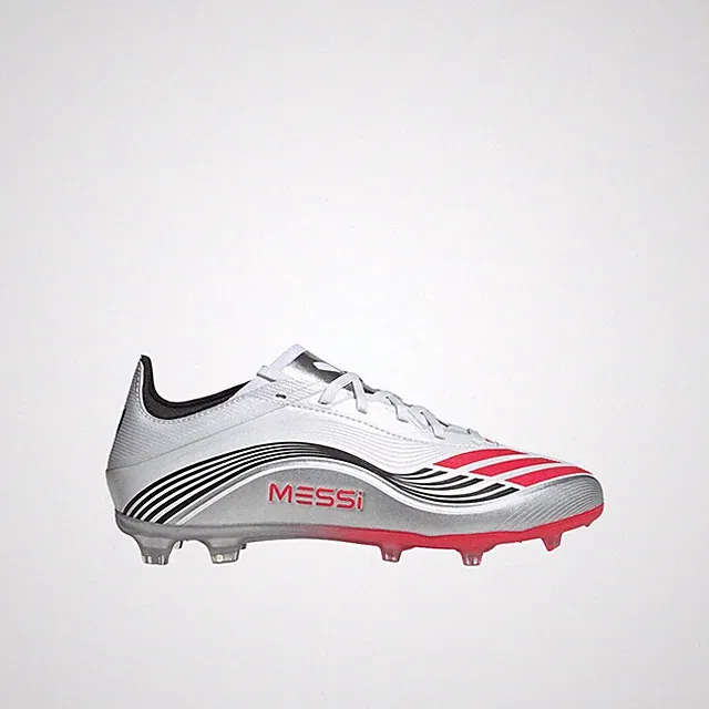 adidas F50 Messi Elite Firm Ground Soccer Cleats Youth Boys Silver, White Sneake