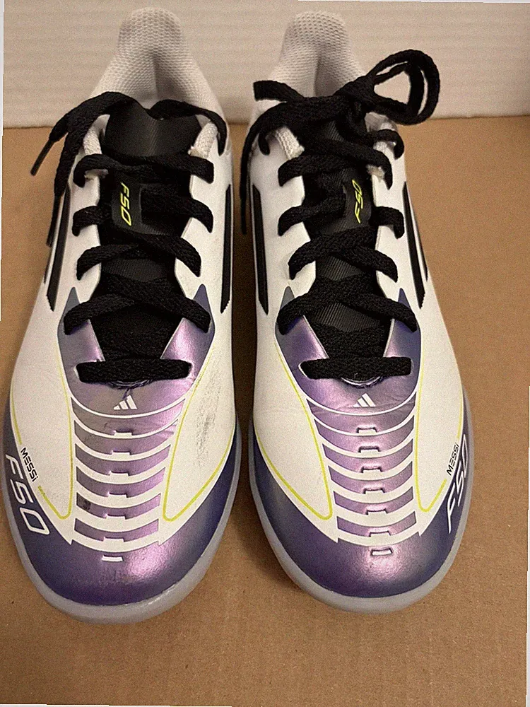 Adidas F50 Messi Indoor Soccer Cleats Kids Size 3 White
