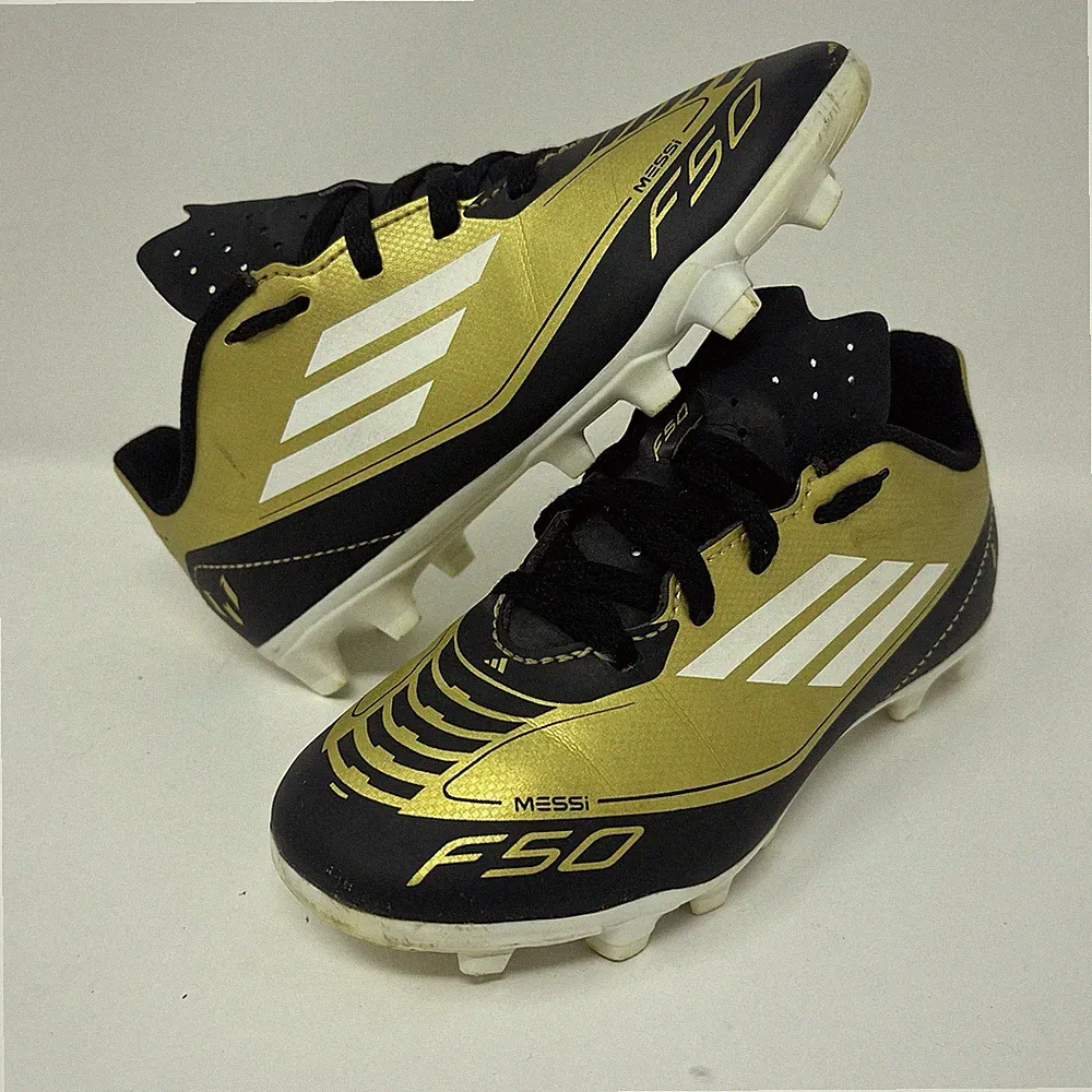 adidas F50 Messi Kids Soccer Cleats Gold Black White IG9319 Sz 12.5K 12.5 Youth