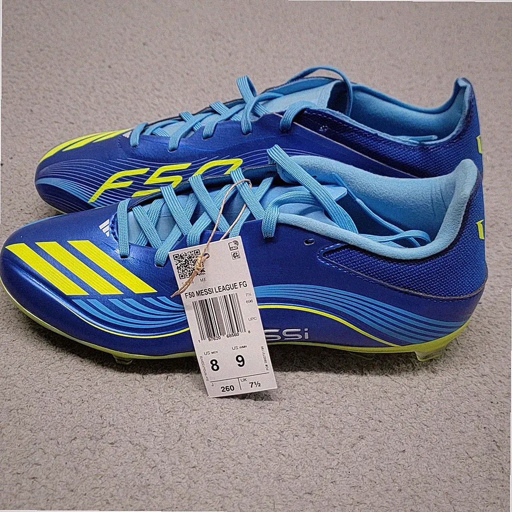Adidas F50 Messi League FG Shoes Mens 8 Womens 9 Blue Firm Ground Soccer Cleats