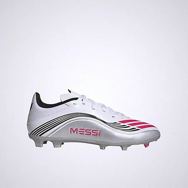 adidas F50 Messi League FirmMultiGround Soccer Cleats Youth Boys Silver, White S
