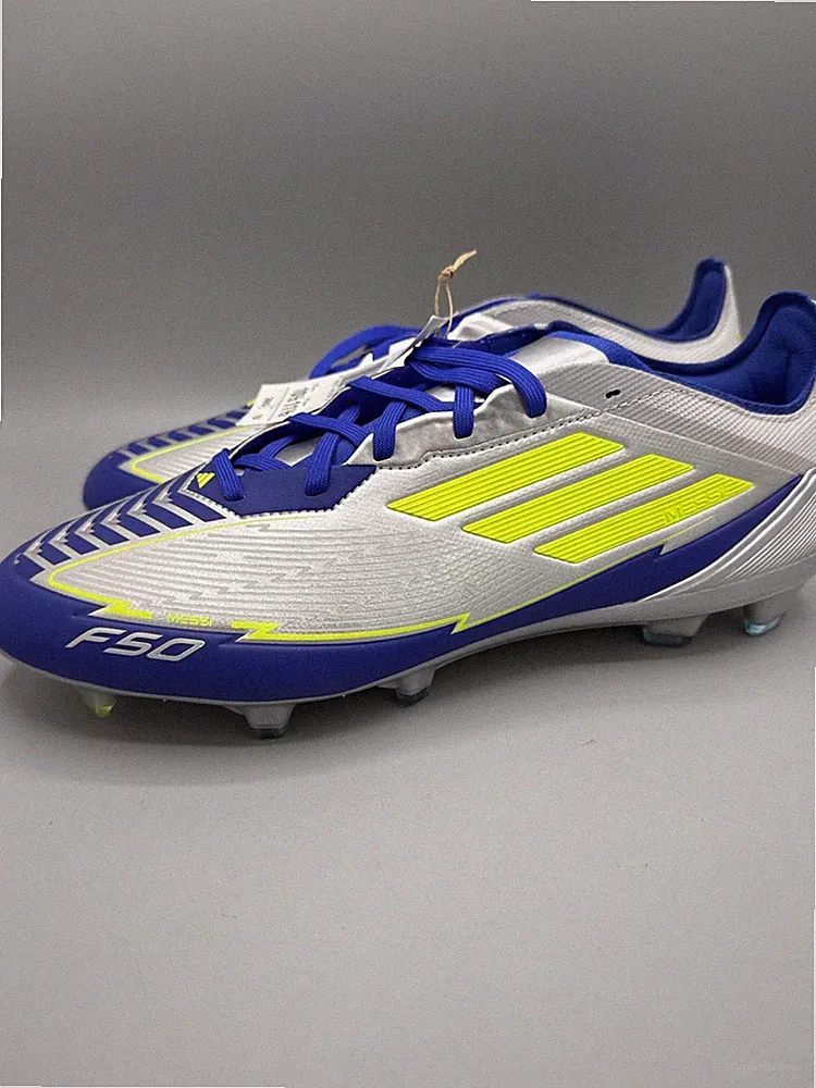 Adidas F50 Messi Pro FG Soccer Cleats Silver Blue Neon Yellow Men US 10 JR8023