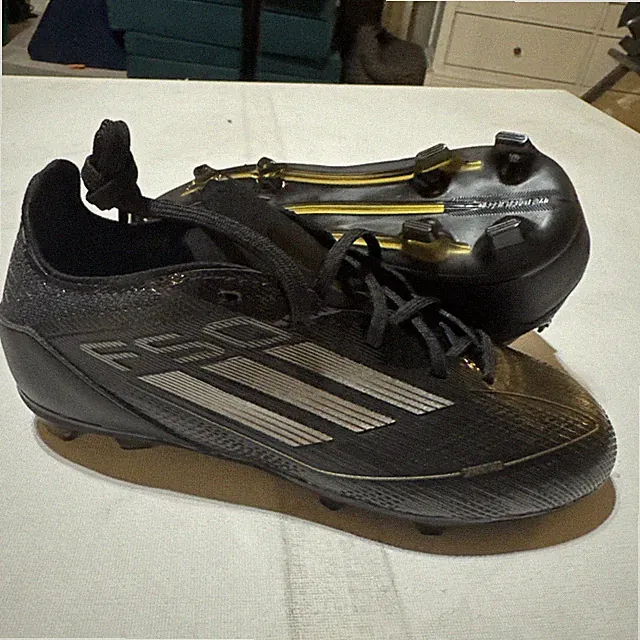 Adidas F50 Pro FG J Black Soccer Cleats IF1358 Youth 13k Silver Gold Kids (GS)