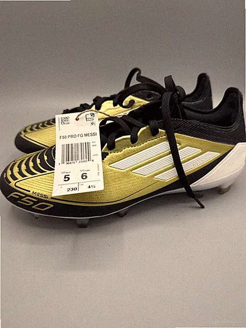 Adidas F50 Pro FG Messi Soccer Cleat Gold Mens Youth Kids Size 5 New JI2502