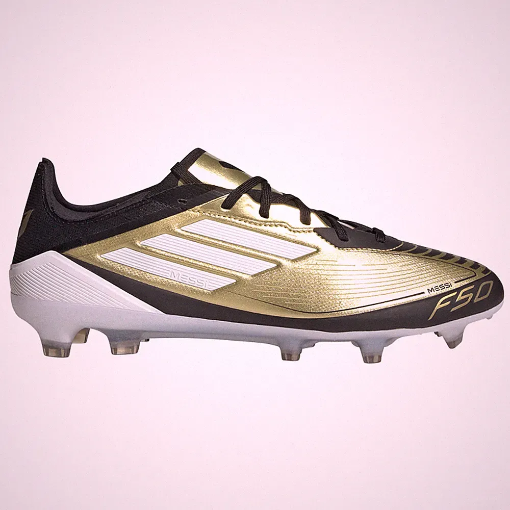 adidas F50 Pro Firm Ground Messi Soccer Cleats Mens Gold Sneakers Athletic Shoes