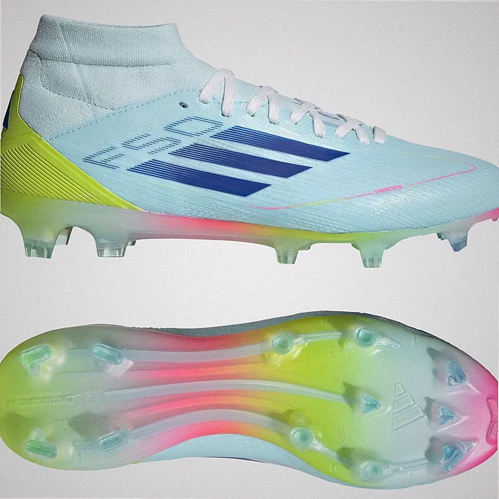 adidas F50 Pro Mid-Cut Women Soccer Cleats Size 11.5 Light Blue Yellow Pink FG