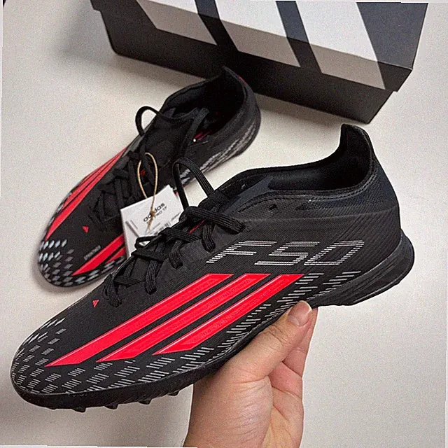 adidas F50 Pro TF Mens Turf Soccer Shoes Black Lucid Red JR8941