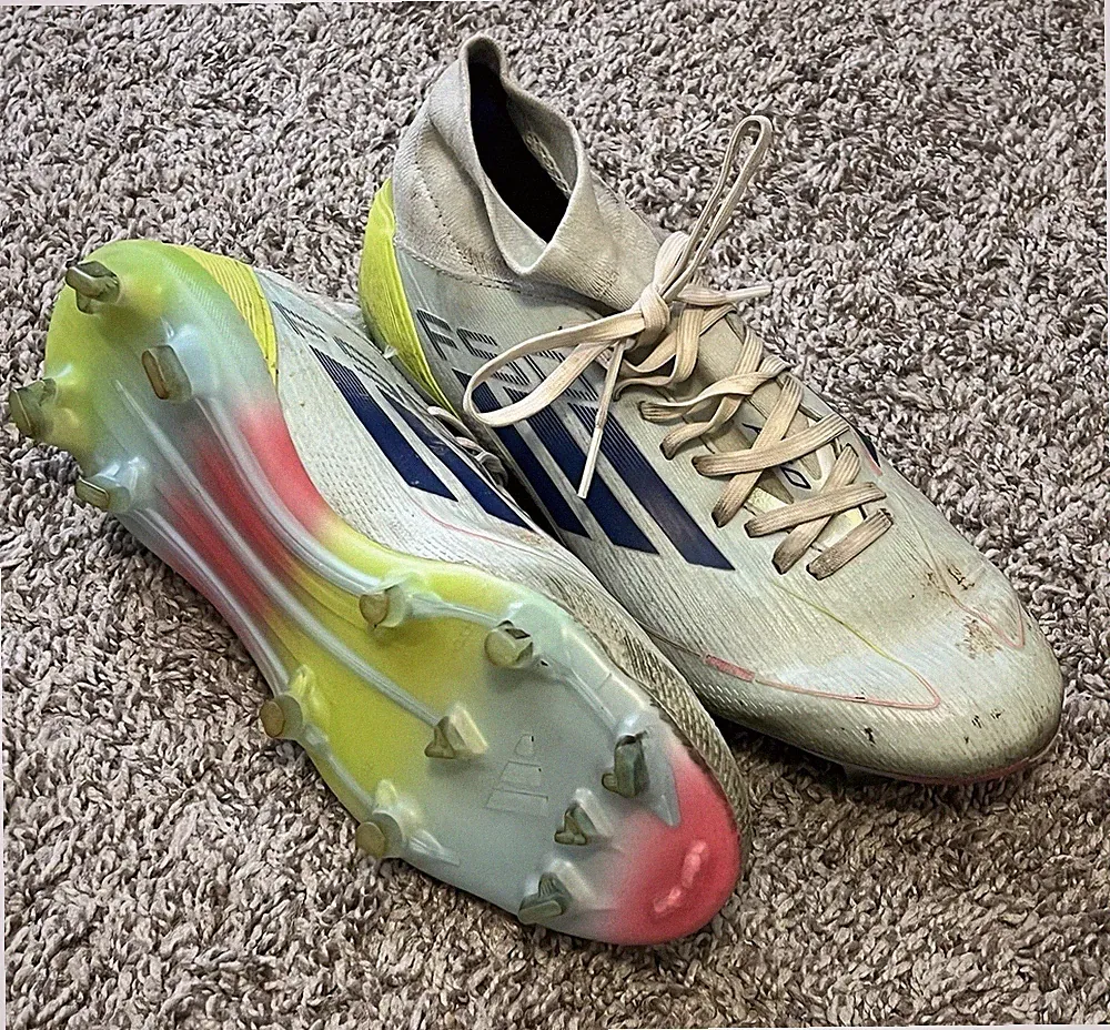 adidas F50 Pro Women’s Soccer Cleats Beige/Blue/Yellow Mid Top Lace-Up