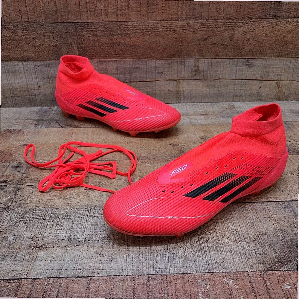 Adidas F50 Shoes mens Size 14.5 48.5 Red Synthetic Soccer Cleats Lace Up Mid Top