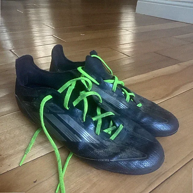 adidas F50 size 5Y Youth Unisex Soccer Cleats Black with Neon Green Laces