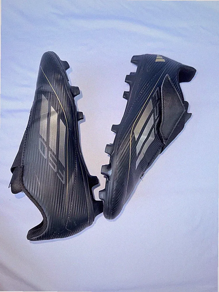 Adidas F50 Soccer Cleats Black Gold FG Hook & Loop Strap Youth US 6 EU 38 2/3