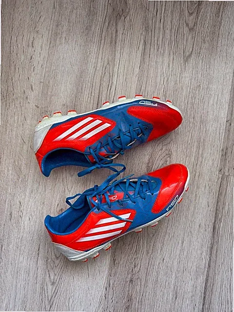 Adidas F50 Soccer Cleats FG Red Blue Size US 9.5 UK 9 EU 43 1/3 V21304