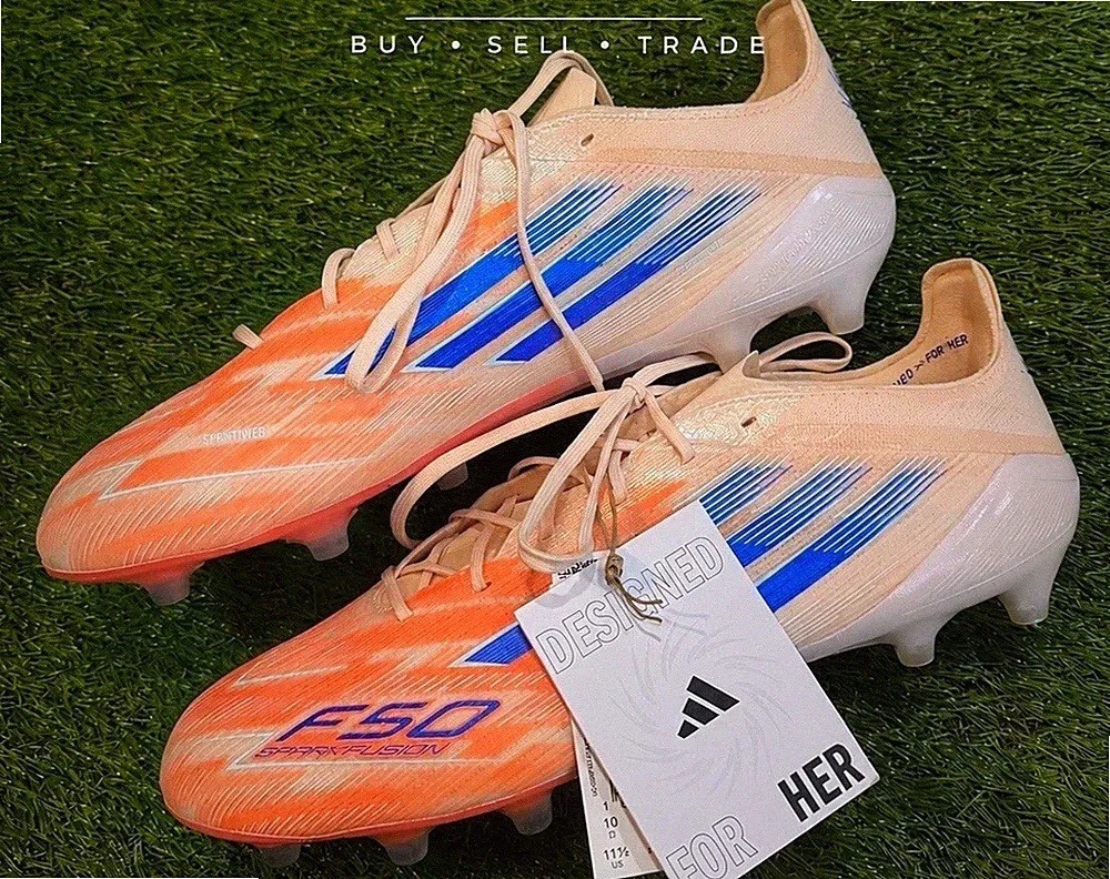adidas F50 Soccer Cleats Orange Blue Beige Lace Up Low Top Unisex Adults