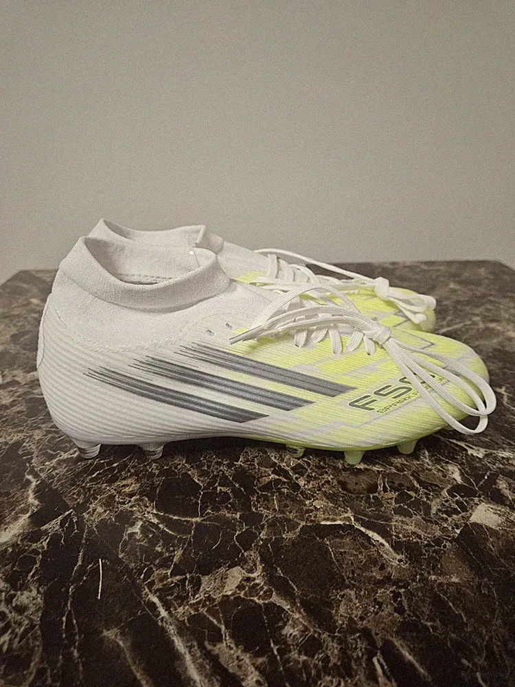 Adidas F50 Sparkfusion Club FG/AG Women's 8.5 White Yellow Soccer Cleats JP8350