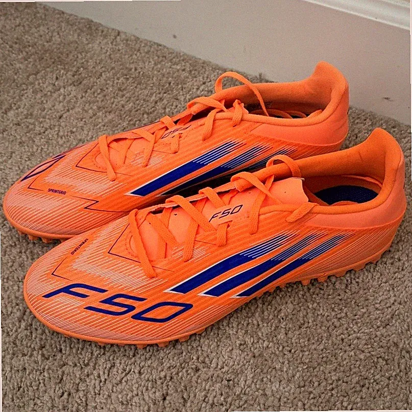 Adidas F50 Turf Soccer Shoes Lace-Up Orange/Blue Low Top Cleat