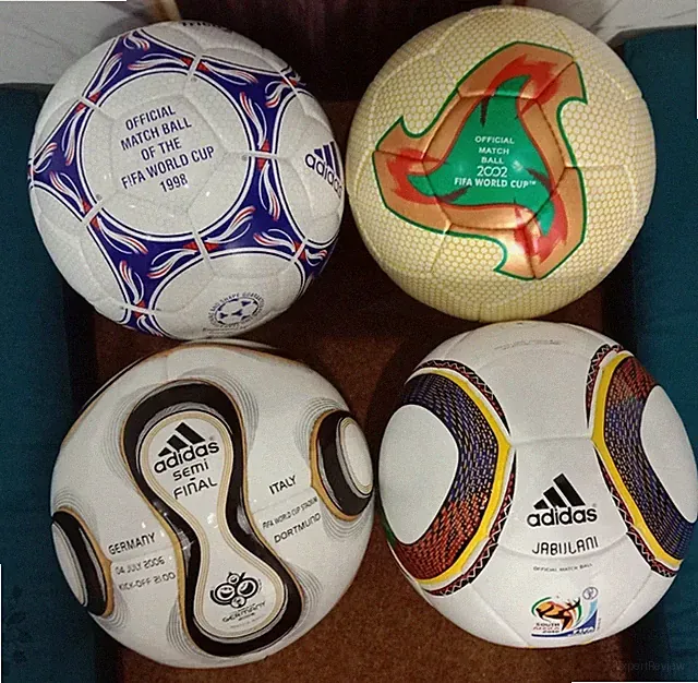 "Adidas FIFA World Cup Soccer Ball Collection Historical 4 Pcs Size 5"