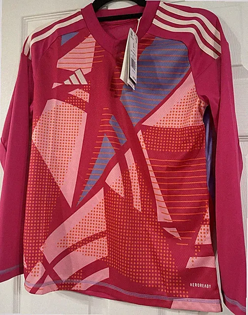 Adidas Football/Soccer Jersey Kids Large NWT Magenta LS, 13-14Y, MSRP $60