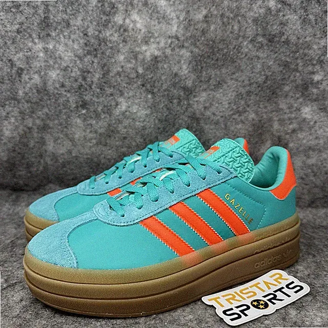 Adidas Gazelle Bold Shoes Womens Size 6.5 Mint Rush Orange Platform Sneakers