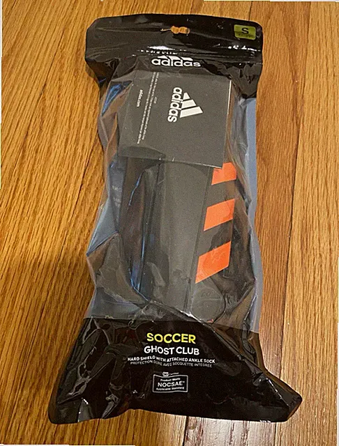 adidas Ghost Club Soccer Shin Guards Hard Shell w/ Ankle Sock Small Black/Orange