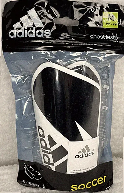 ADIDAS Ghost Lesto Youth Soccer Shin Guards SZ Med 5.3" - 5.9" Lightweight White