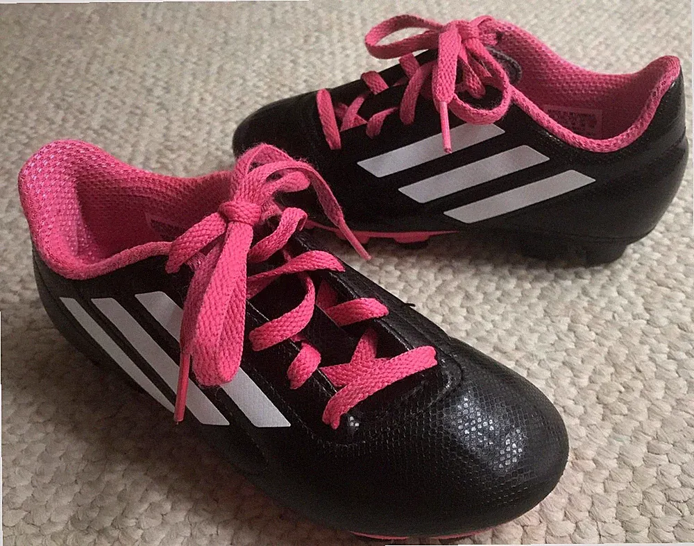 Adidas Girl's Size 11K Black White Pink Child Kids Soccer Cleats 117726373 Shoes