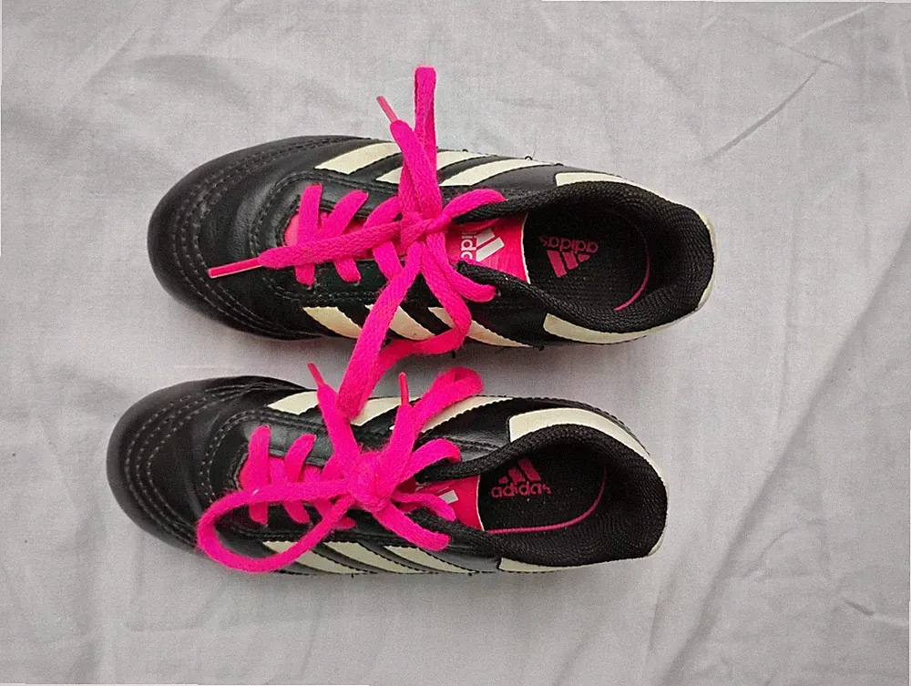 ADIDAS Girl's Size 11K Kids Black Pink Soccer Cleats Lace Up Shoes