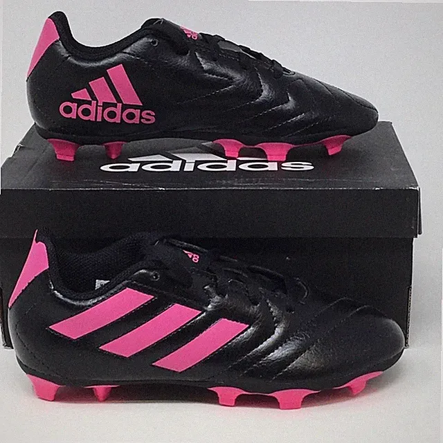 Adidas Girls Goletto VII FG J Soccer Cleats Athletic Black Pink Leather 1M New