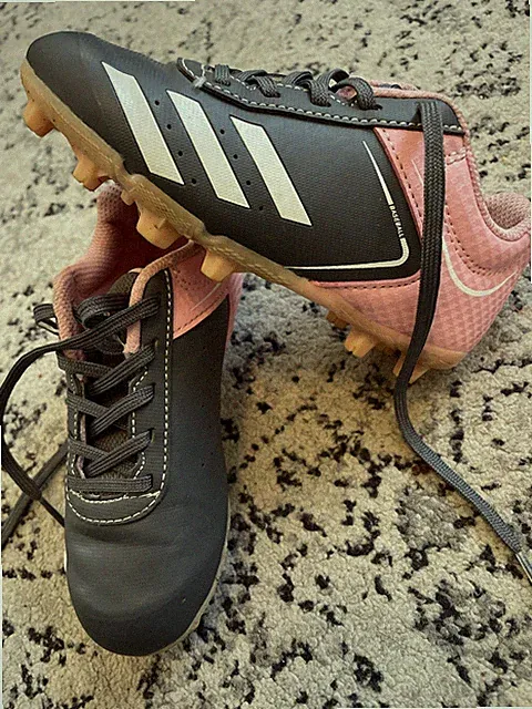 Adidas Girls Pink Gray Baseball Soccer Cleats Size 11K Kids