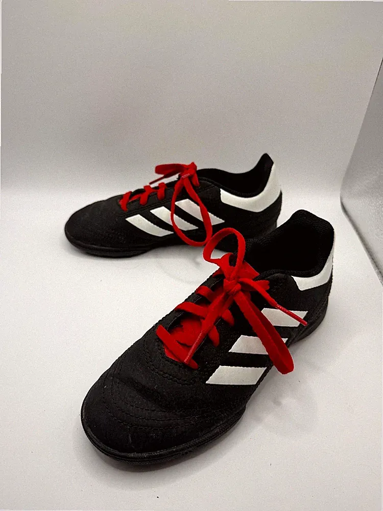 Adidas Goletto 6 Kids 1 Black White Red Leather Low Top Lace Up Soccer Cleats