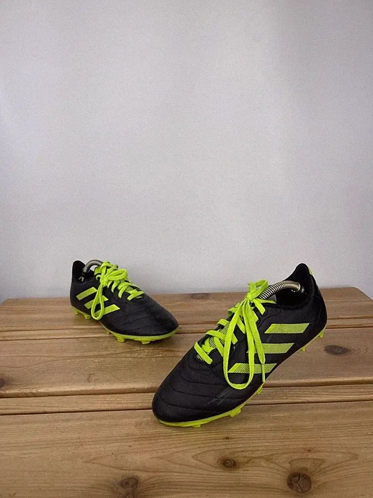 Adidas Goletto Firm Ground Soccer Cleats Youth Size 4.5 Black Volt Green FG