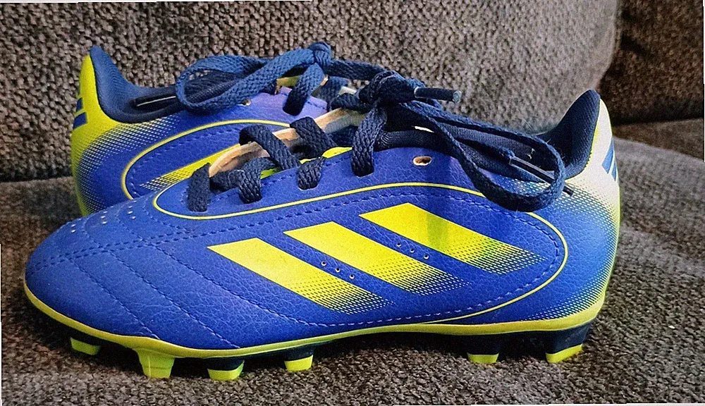 Adidas Goletto IX blue/yellow soccer cleats size 10-1/2K little kids 10.5k FG