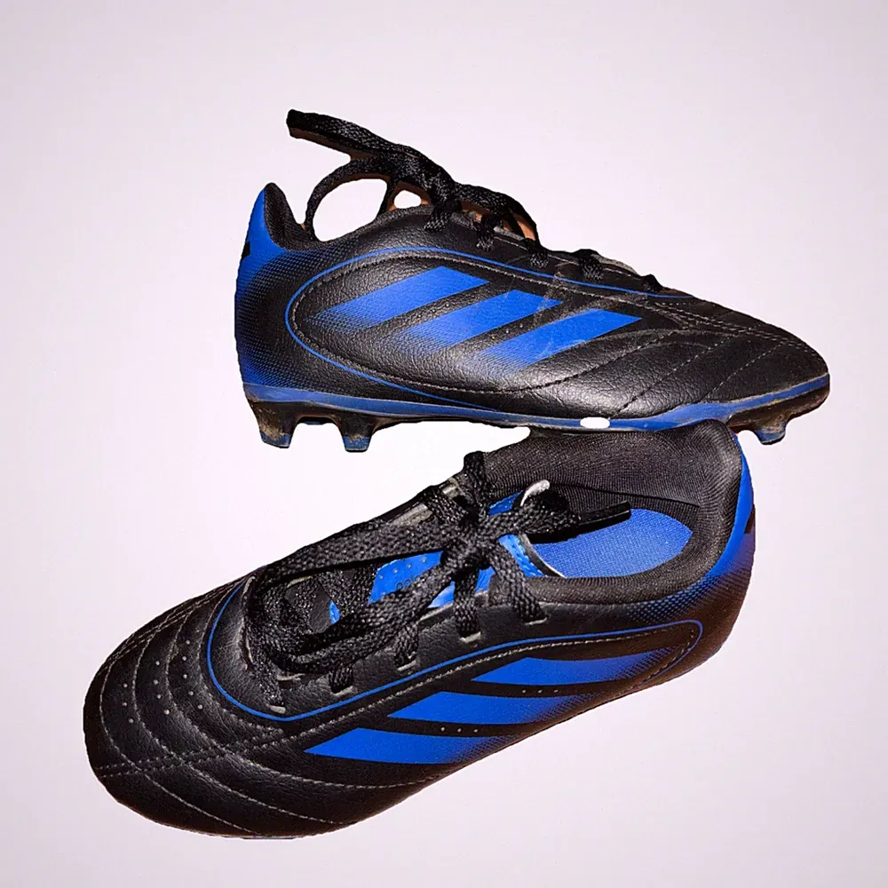 Adidas Goletto IX FG Black & Blue Soccer Cleats - Kids Youth Size 12.5