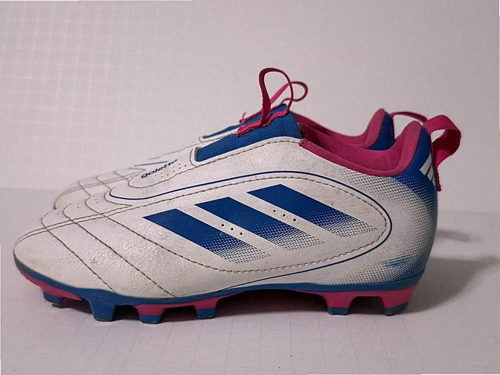 Adidas Goletto IX FG Kids Cleats Sz 12K White Bright Royal Team Soccer VG