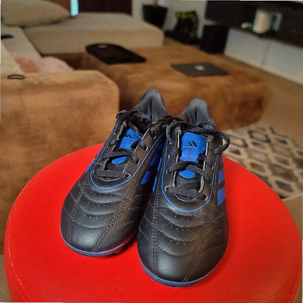 Adidas Goletto IX FG/MG J Youth Soccer Cleats Black Blue JH6643 Size 2 NEW