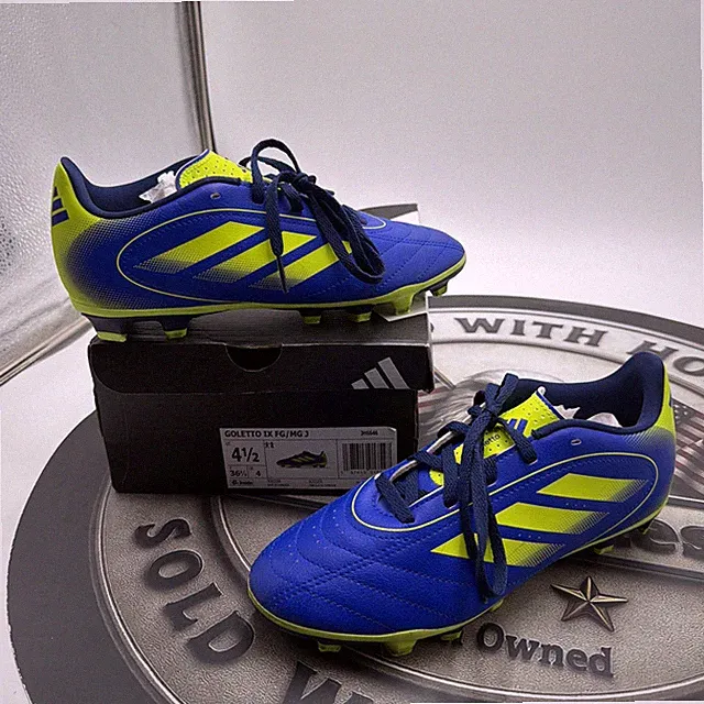 adidas Goletto IX FG/MG J Youth Soccer Cleats Blue Yellow US Size 4.5