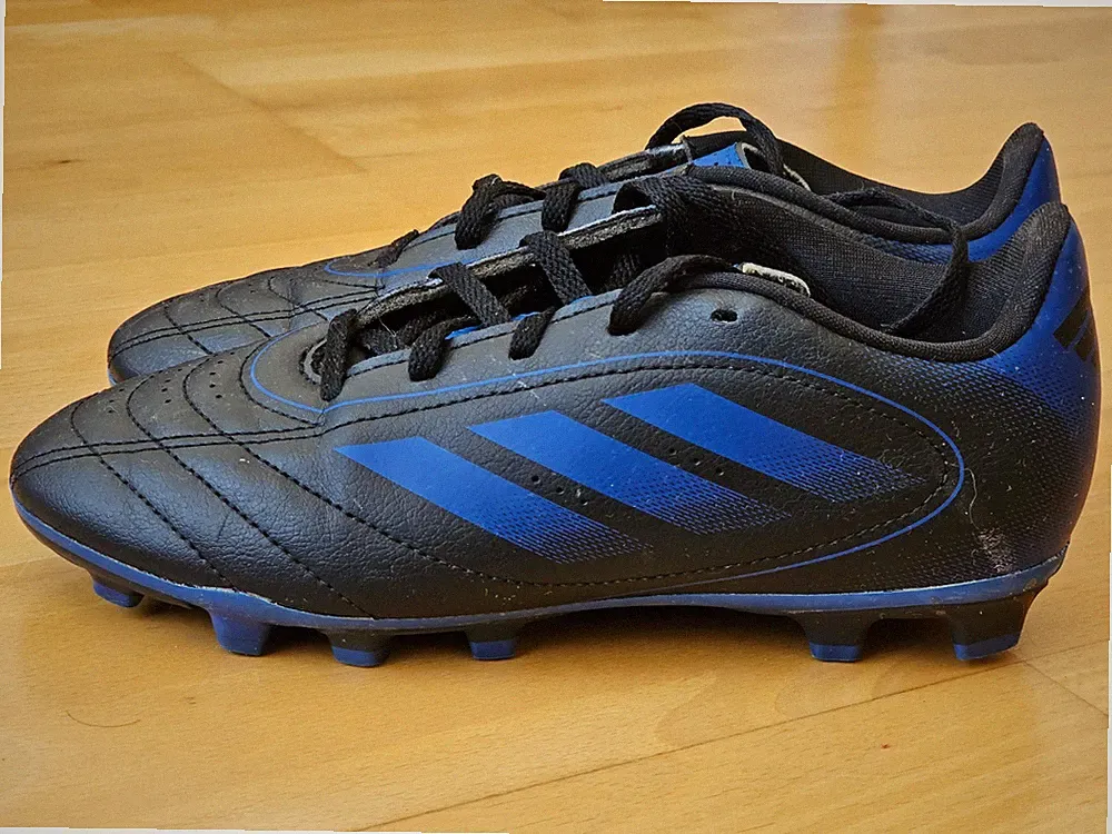 Adidas Goletto IX Firm Ground Black Blue Kids Youth Soccer Cleats Size 4 JH6643