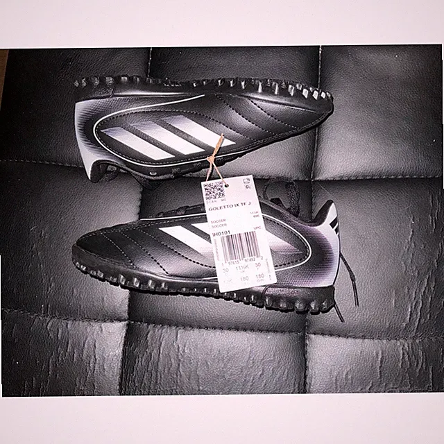 Adidas Goletto IX TF J Kids Soccer Cleats Black White IH0101 Size 12K