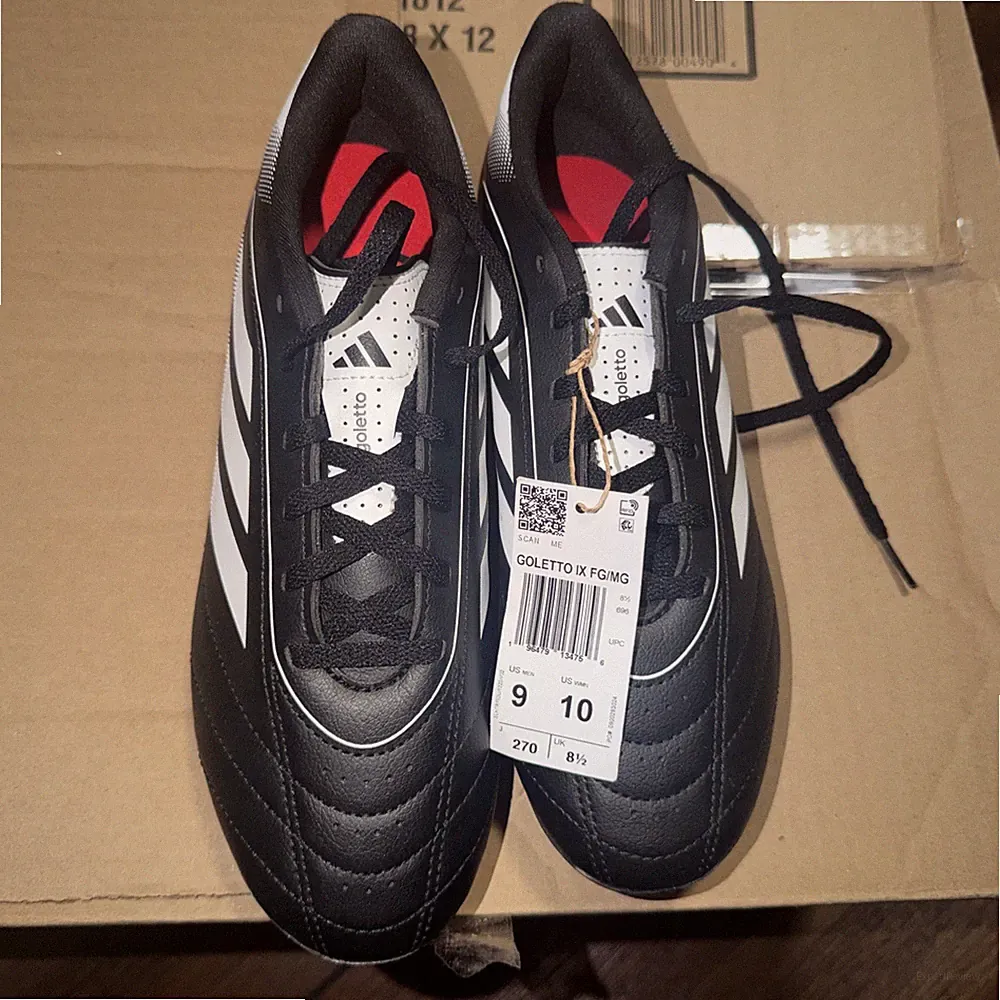 adidas Goletto IX TF Lace Up Black/whiteSynthetic Low Top Soccer Turf Shoe SZ 9