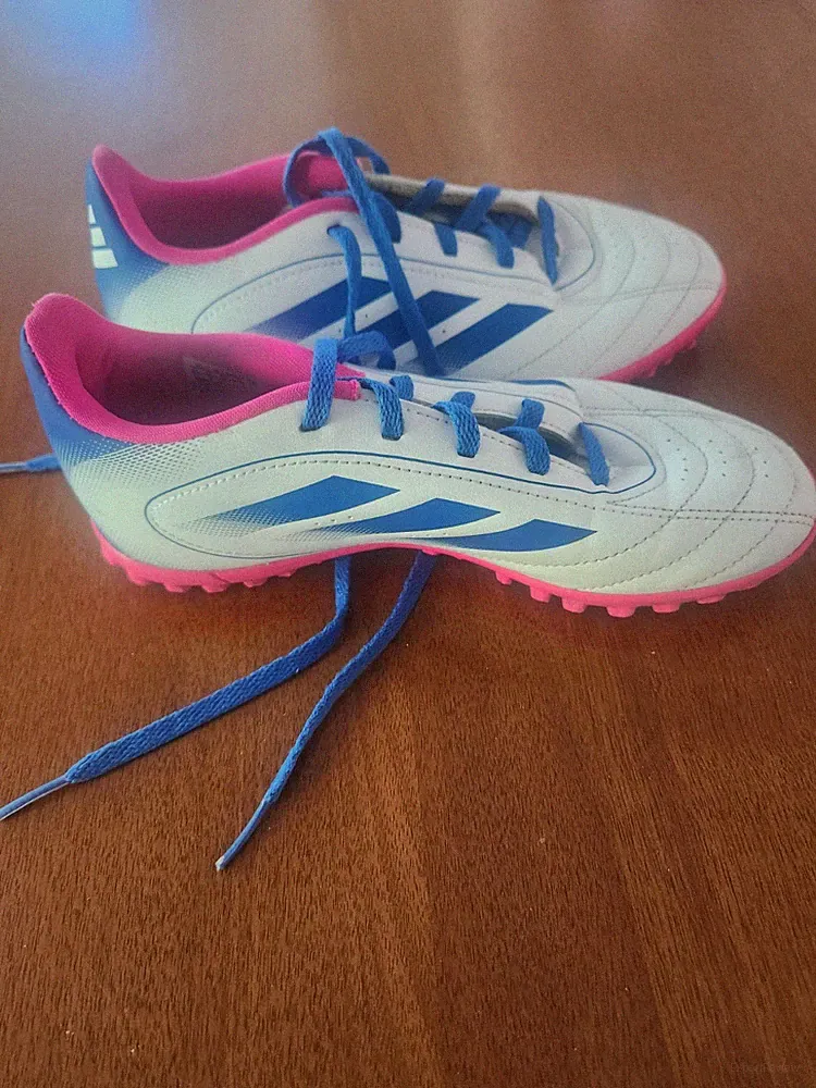 Adidas Goletto IX Turf Soccer Shoes Kid Size 3.5 White Blue Pink Youth TF Cleats