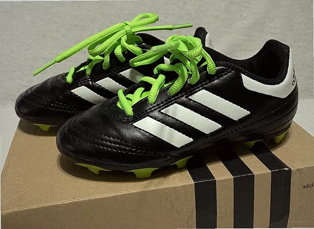 Adidas Goletto Kids Black/Green Soccer Cleats Size 10.5K FLAW