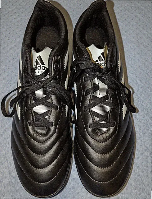 Adidas Goletto Size 11 - Black with white stripes - pre-owned