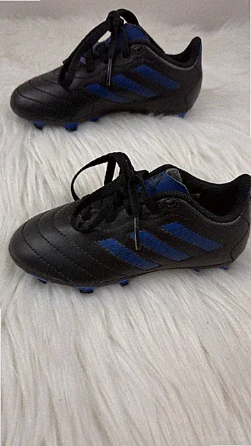 Adidas Goletto Soccer Cleats Black Blue Kids Size 10K FG IGX6906