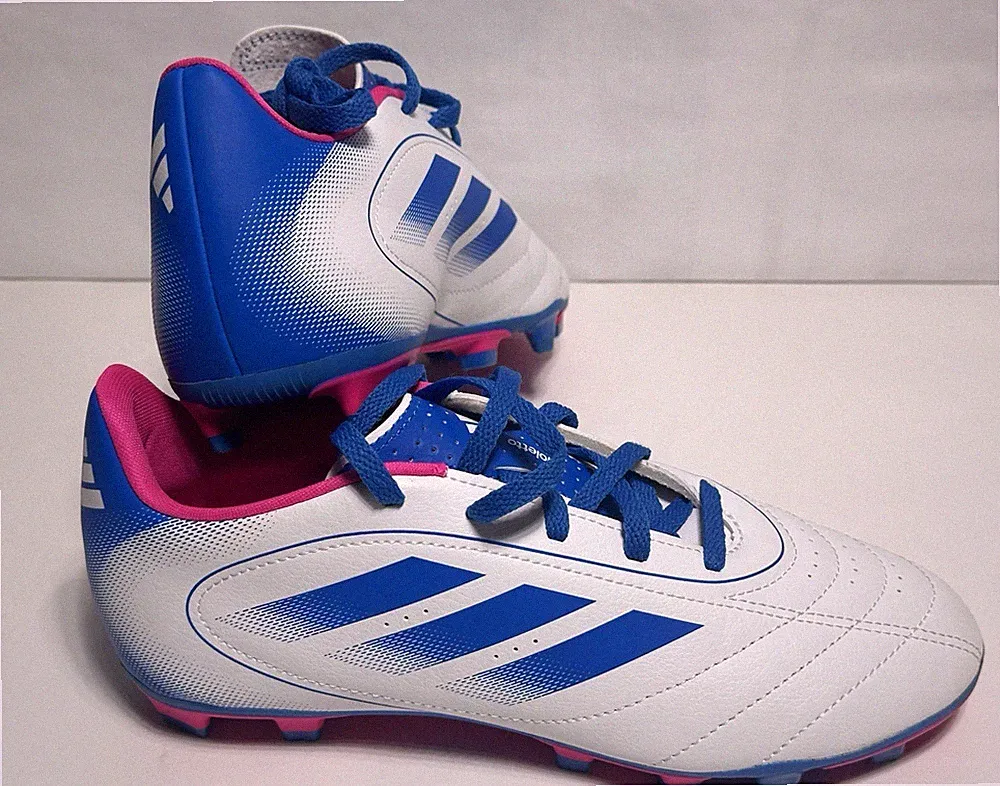 Adidas Goletto soccer cleats in a white blue and pink Size 5- FREE SHIPPING