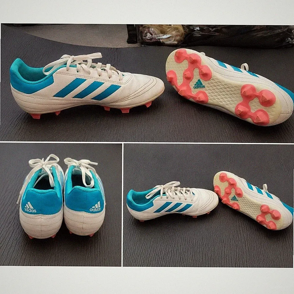 Adidas Goletto Soccer Cleats White Blue Pink Firm Ground Athletic Shoes Womens