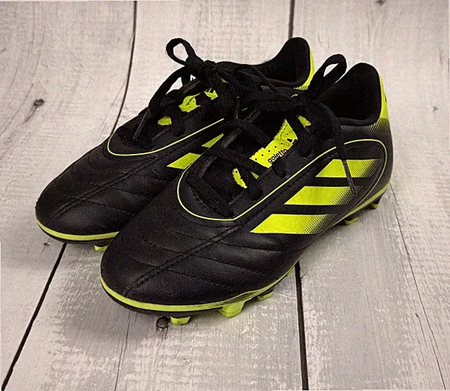 Adidas Goletto Soccer Shoes Cleats Kids Size 1 Black Yellow Firm Ground 0213